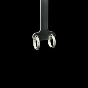 BRINCO ARGOLA CLICK CRAVEJADO DE PRATA 15mm