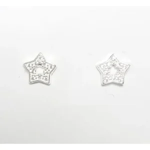 BRINCO ESTRELA 6mm C/ZIRCONIAS DE PRATA