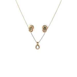 CONJUNTO CRISTAL GOTA AZUL FOLHEADO 45cm/6mm