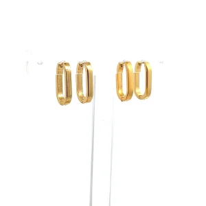 DUO DE BRINCOS ARGOLA OVAL CLICK INOX GOLD 12,5mm
