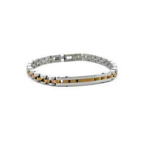 PULSEIRA CHAPINHA CURVA MISTA INOX/GOLD MASCULINO 21cm
