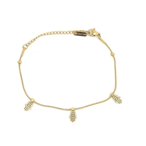 PULSEIRA MAO DE FATIMA INOX GOLD 16cm + 5cm