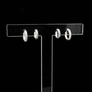 DUO DE BRINCOS ARGOLA CLICK C/ CRISTAIS DE PRATA 12 e 10mm