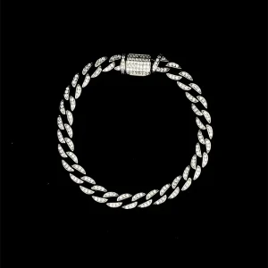 PULSEIRA GRUMET CRAVEJADA DE PRATA C/ RODIO 17cm
