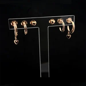 TRIO DE BRINCOS ARGOLA ABERTA E CORACAO FOLHEADO 5, 14 e 16mm