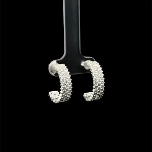 BRINCO ARGOLA ABERTA CRAVEJADA DE PRATA 19mm