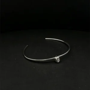 PULSEIRA BRACELETE CRISTAL GOTA ABERTO DE PRATA REGULAVEL 54mm