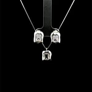 CONJUNTO QUADRADO CRISTAL DE PRATA 45cm/10mm