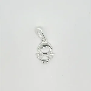 PINGENTE MENINA DE PRATA 13mm/16mm