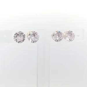 DUO DE BRINCOS ZIRCONIA DE PRATA 10mm
