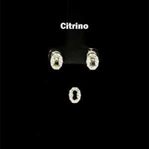 CONJUNTO S/ CORRENTE OVAL CRISTAL DE PRATA 6mm