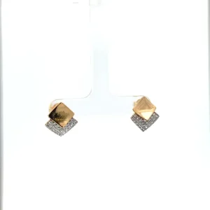 BRINCO LOSANGO SOBREPOSTO CRAVEJADO/LISO FOLHEADO 12mm