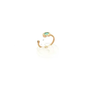 ANEL ABERTO C/ CRISTAL PARAIBA FOLHEADO