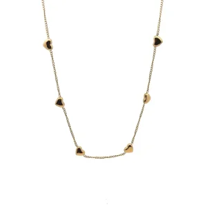 GARGANTILHA CORACOES LISOS INOX GOLD 40cm + 5cm Ext