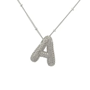 GARGANTILHA LETRA CRAVEJADA DE RODIO 45cm + 5cm Ext