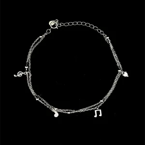 PULSEIRA CORRENTE DUPLA DE PRATA 17cm + 3cm Ext