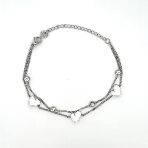 PULSEIRA CORACOES INOX C/ PONTO DE LUZ 17cm + 5cm Ext
