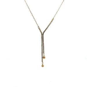 GARGANTILHA ESTILO GRAVATA RIVIERA INOX GOLD 40cm + 5cm Ext