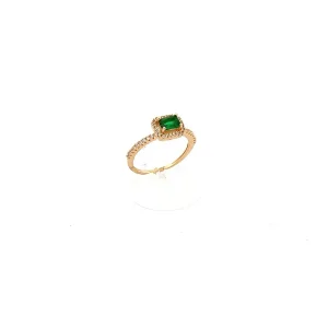 ANEL CRISTAL RETANGULAR FOLHEADO ESMERALDA