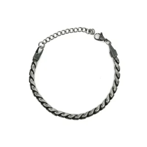 PULSEIRA TUBO COBRA INOX BLACK ENVELHECIDO 18cm + 5cm Ext/4mm