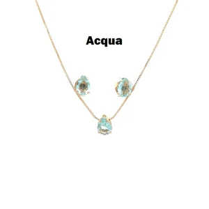 CONJUNTO CRISTAL GOTA FOLHEADO 45cm/6mm