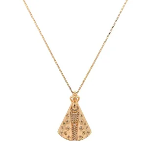 GARGANTILHA NSRA APARECIDA C/ ZIRCONIAS FOLHEADO 45cm/18mm
