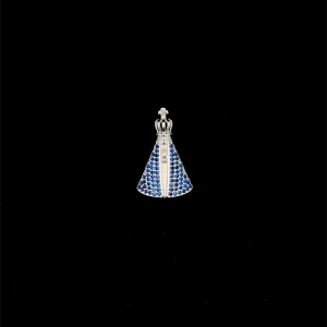 PINGENTE NSRA APARECIDA CRAVEJADO DE PRATA 13mm