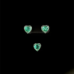 CONJUNTO S/ CORRENTE CORACAO CRISTAL DE PRATA 7,3mm