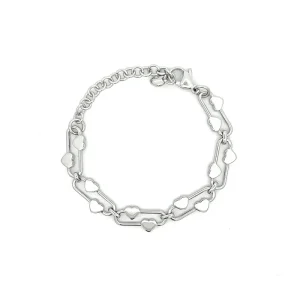 PULSEIRA ELO CORACOES INOX 16cm + 5cm Ext