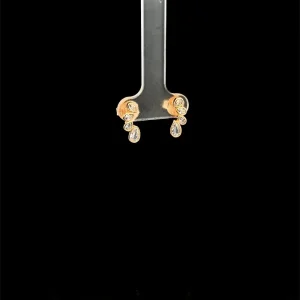 BRINCO CRISTAIS GOTA FOLHEADO 13mm
