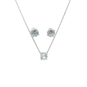 CONJUNTO CRISTAL SKYBLUE ROSE CUT DE RODIO 45+5cm Ext/8mm