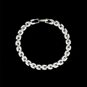 PULSEIRA CRAVEJADA DE PRATA 17cm