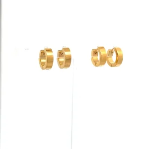 DUO DE BRINCOS ARGOLA CLICK INOX GOLD 13mm
