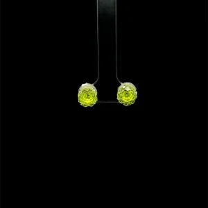 BRINCO CRISTAL APPLE GREEN ROSE CUT DE PRATA 8mm