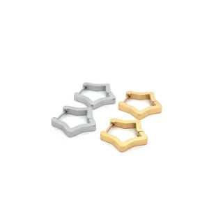 DUO DE BRINCOS ARGOLA CLICK ESTRELA MISTA INOX 18mm