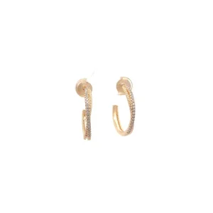 BRINCO ARGOLA ABERTA C/ CRISTAIS FOLHEADO 22mm