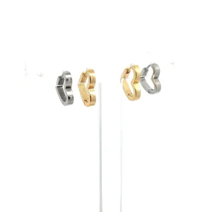 DUO DE BRINCOS ARGOLA CLICK CORACAO INOX MISTO 16 e 18mm