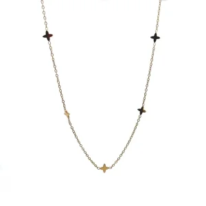 GARGANTILHA ESTRELA 4 PONTAS INOX GOLD 40cm + 5cm Ext