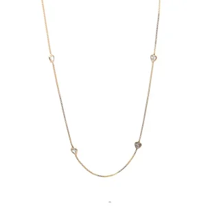 GARGANTILHA CRISTAL CORACAO FOLHEADO 60cm