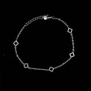 PULSEIRA TREVOS DE PRATA C/ RODIO 17cm + 3cm Ext
