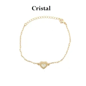 PULSEIRA CORACAO VAZADO CRISTAIS FOLHEADO 18cm + 5cm Ext