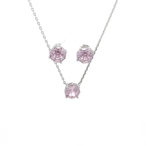 CONJUNTO CRISTAL ROSA ROSE CUT DE RODIO 45+5cm Ext/10mm
