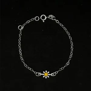 PULSEIRA INFANTIL FLOR DE PRATA 13cm + 2cm Ext