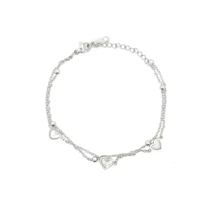 PULSEIRA DUPLA CORACOES MADREPEROLA INOX 17cm + 5cm Ext