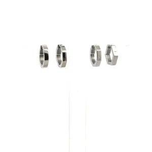 DUO DE BRINCOS ARGOLA HEXAGONAL CLICK INOX 14mm