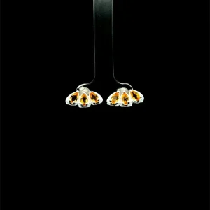 BRINCO 3 GOTAS CRISTAIS AMARELO DE PRATA 14x6mm