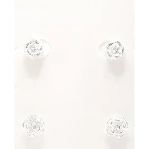 DUO DE BRINCOS FLOR DE PRATA 6mm