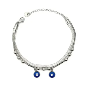 PULSEIRA DUPLA C/ OLHO GREGO INOX 16cm + 5cm Ext