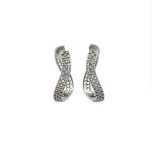 BRINCO ARGOLA CLICK TORCIDO CRAVEJADO DE RODIO 24mm