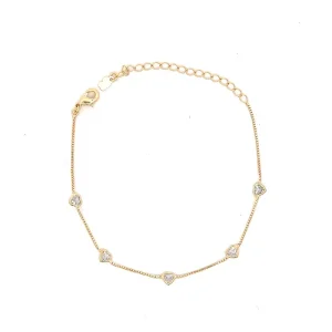 PULSEIRA CORACAO CRISTAL FOLHEADO 18cm + 5cm Ext
